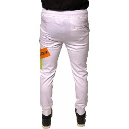 White Logo Tape Jogger Cotton Sweatpant Pants