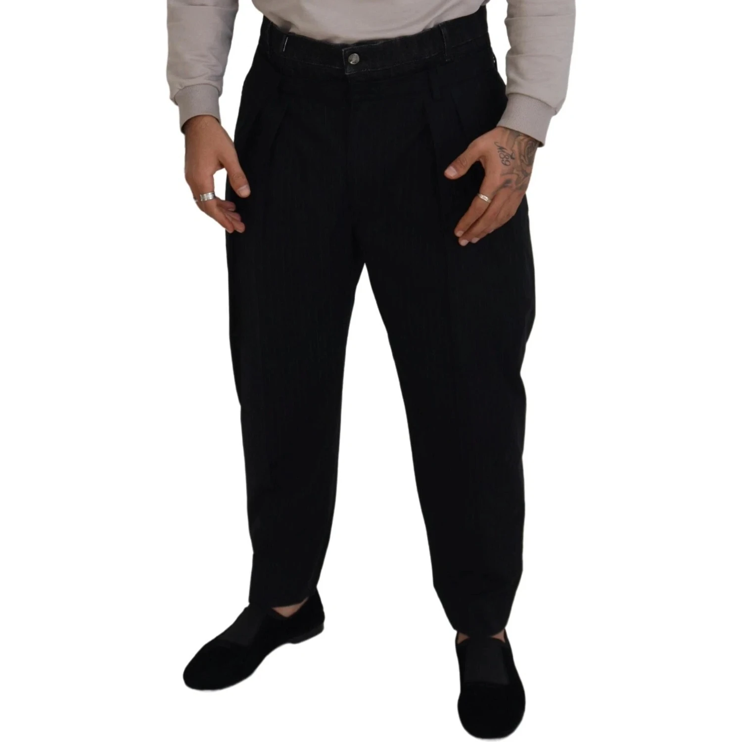 Black CottonStretch Loose DenimTrouser Jeans