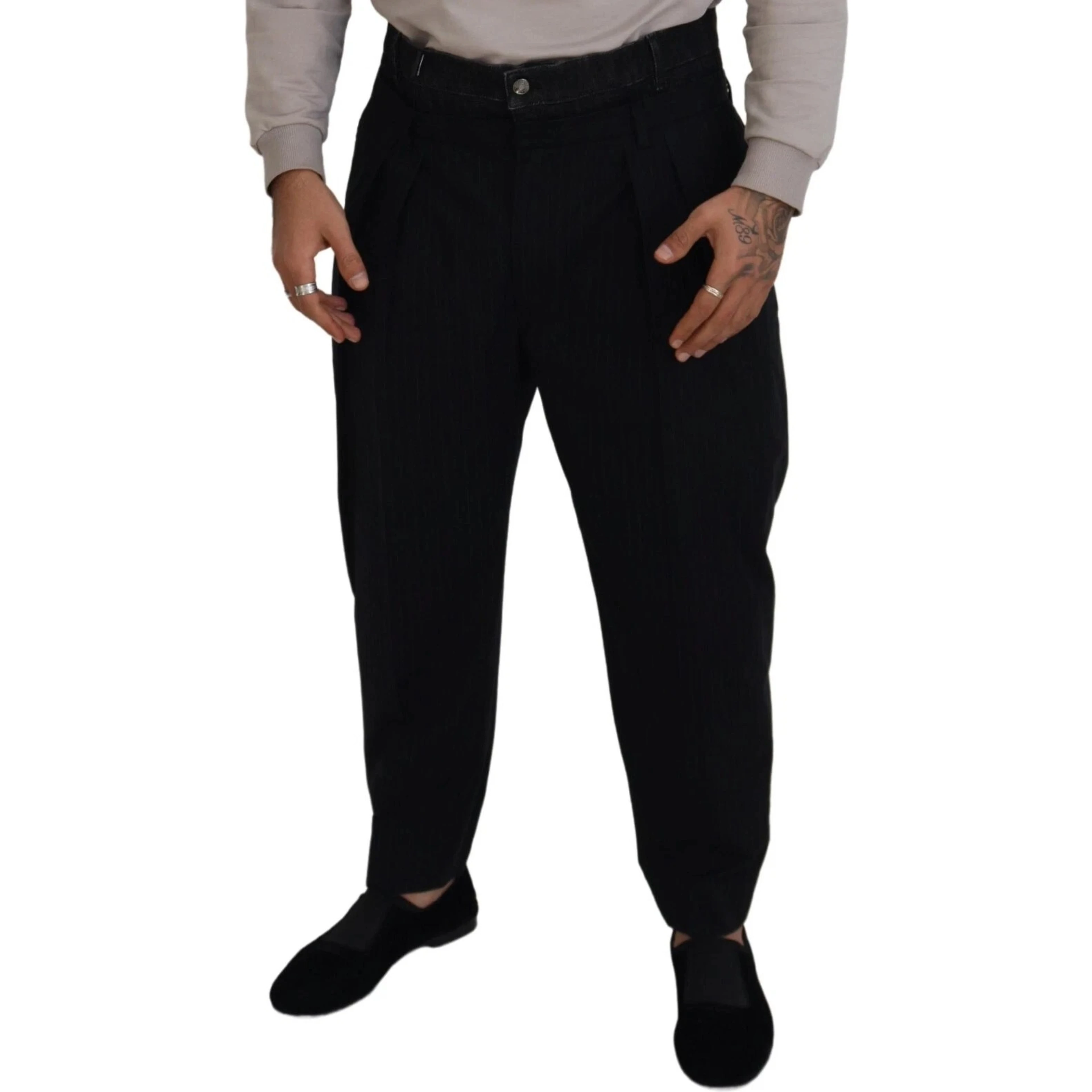 Black CottonStretch Loose DenimTrouser Jeans