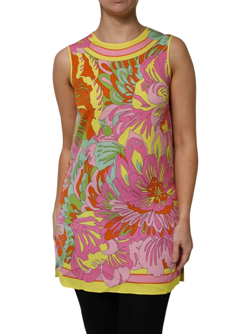 Multicolor Floral Roundneck Sleeveless Top
