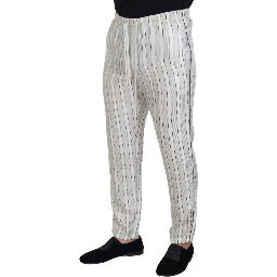 White Stripes Silk Lounge Trouser Pants