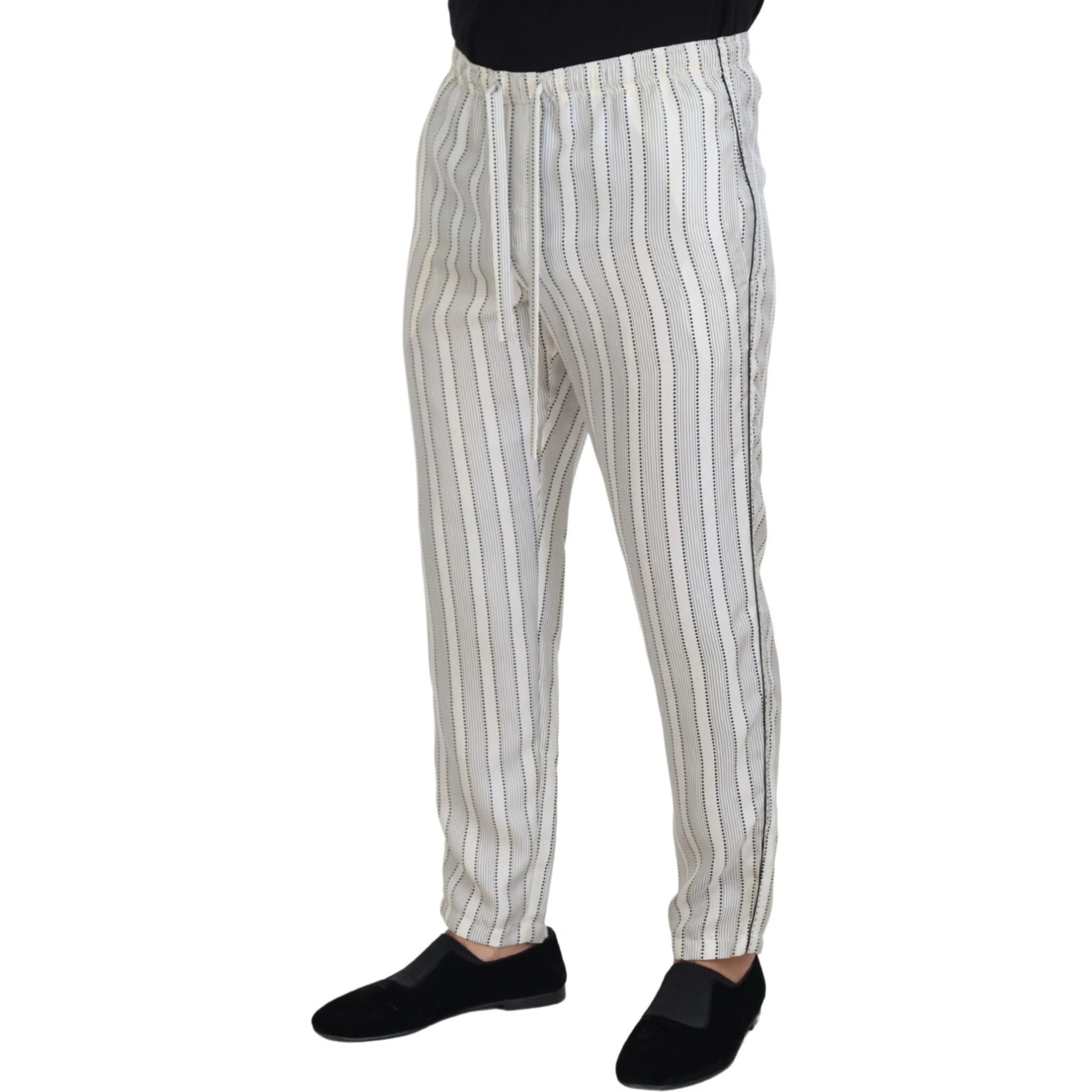 White Stripes Silk Lounge Trouser Pants