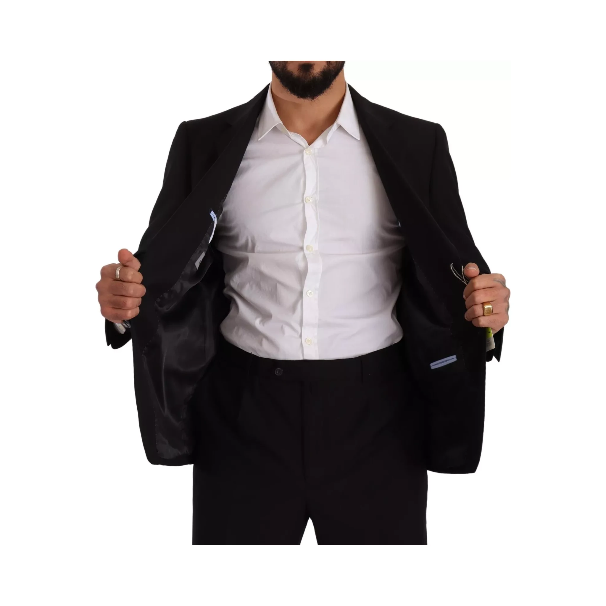 Blue Polyester Single Breasted Formal 2 Piece Suit