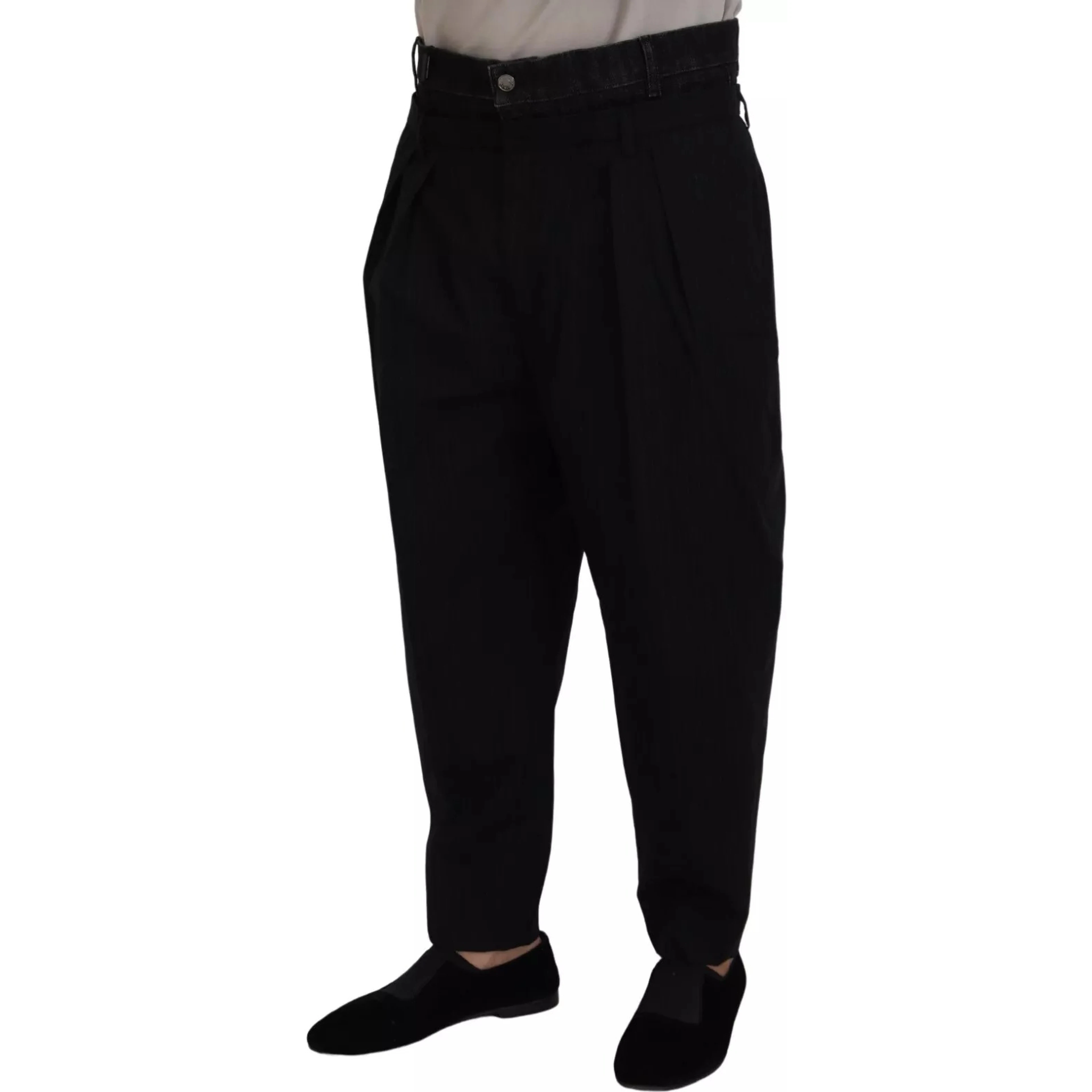 Black CottonStretch Loose DenimTrouser Jeans