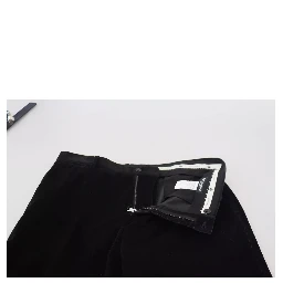 Black Stretch Cotton Slim Trousers Chino Pants