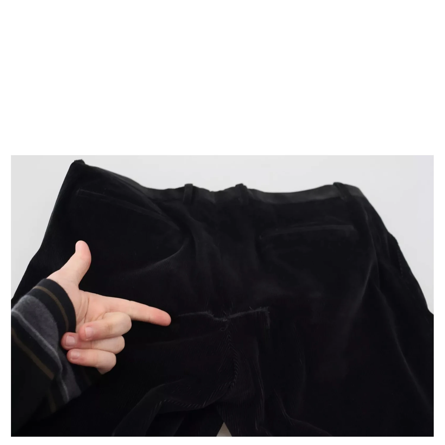 Black Stretch Cotton Slim Trousers Chino Pants