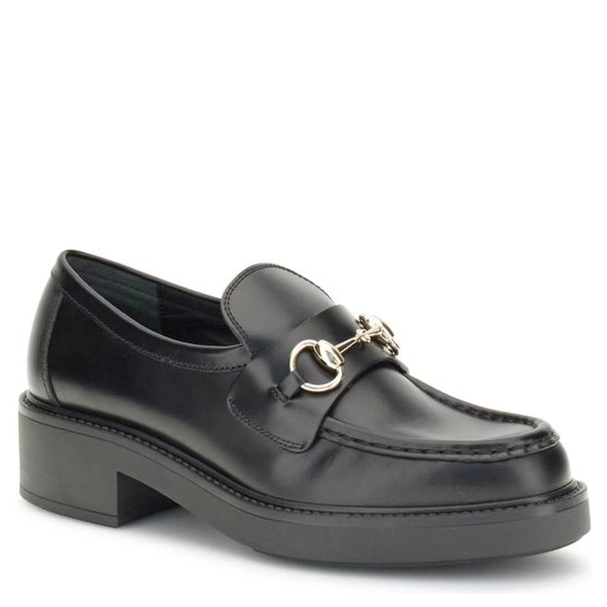 Black Calf Leather Bos Taurus Slip-On Loafers
