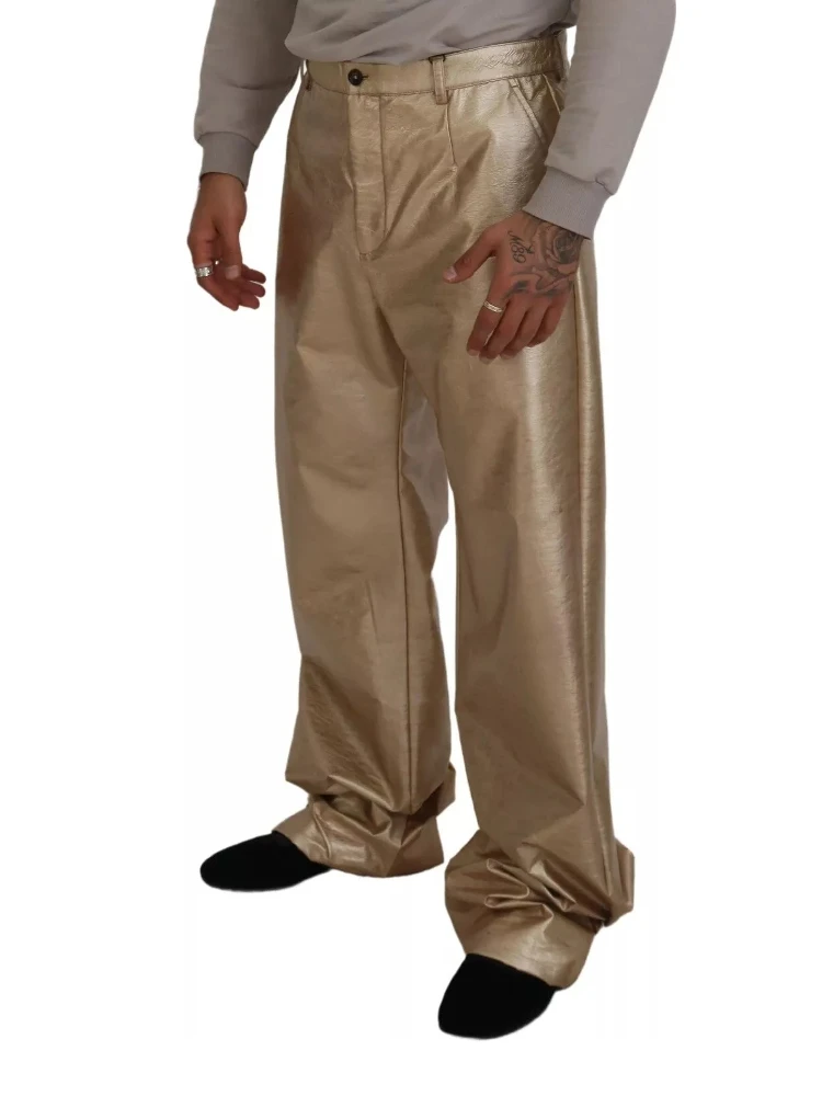 Metallic Gold Polyester StraightTrouser Pants alternative