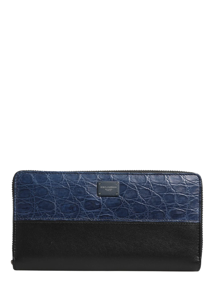 Black Blue Exotic Leather Men Continental Clutch Wallet