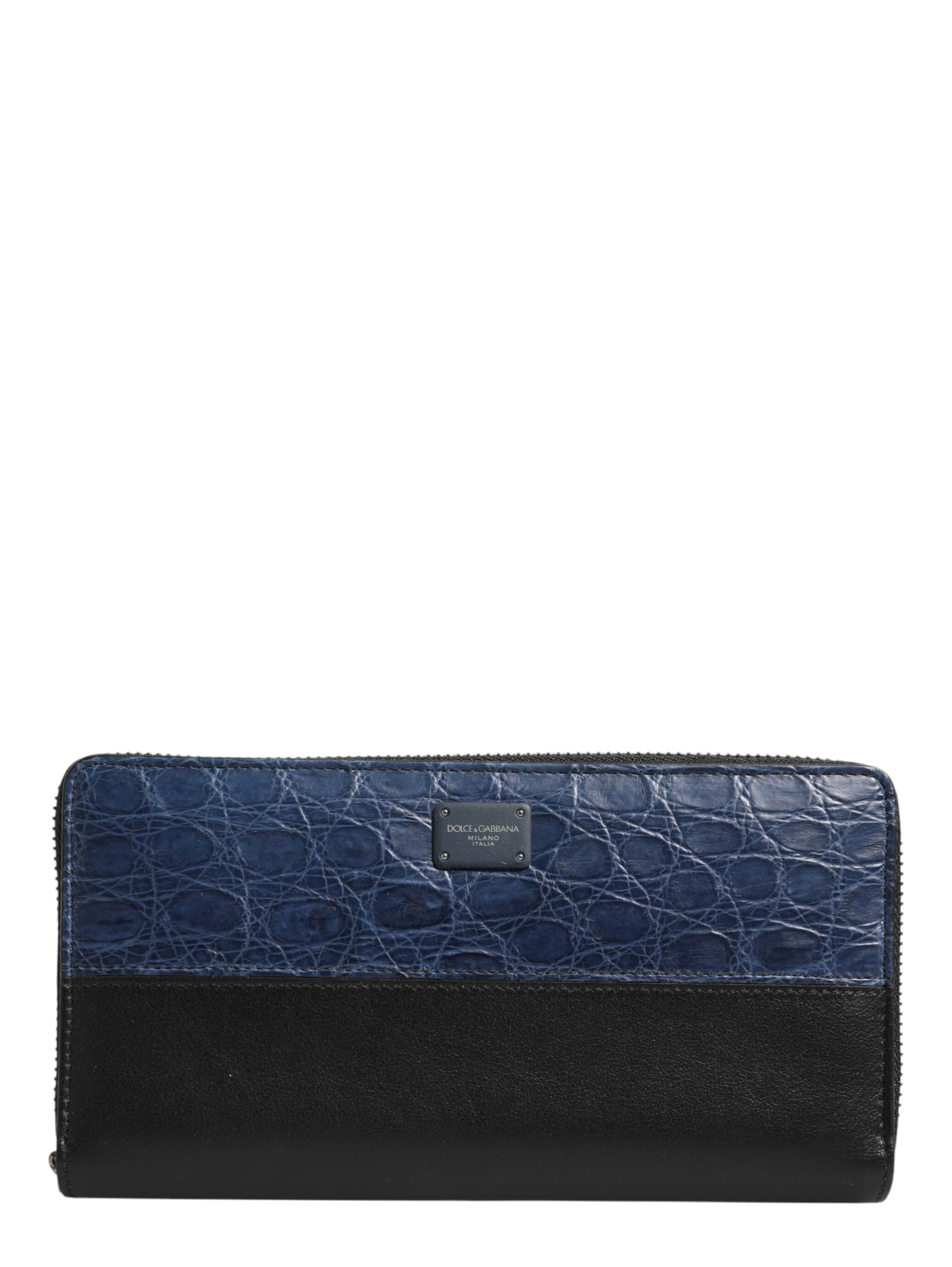 Black Blue Exotic Leather Men Continental Clutch Wallet