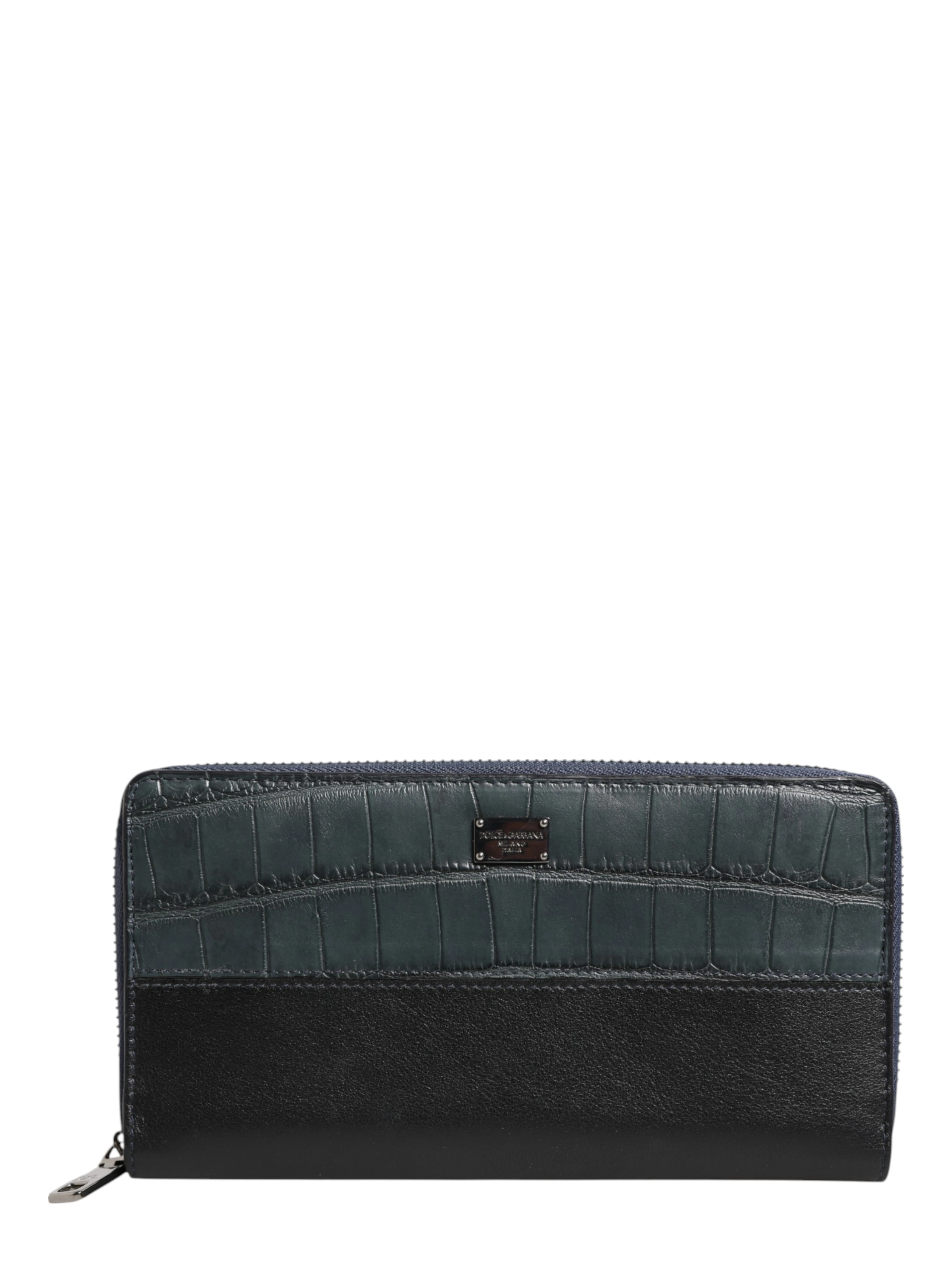 Black Blue Exotic Leather Men Continental Clutch Wallet