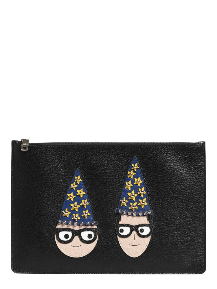 Black Leather #DGFAMILY Embellished Men Clutch Pouch Bag alternative