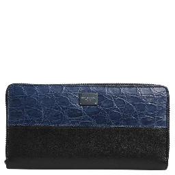 Black Blue Exotic Leather Men Continental Clutch Wallet