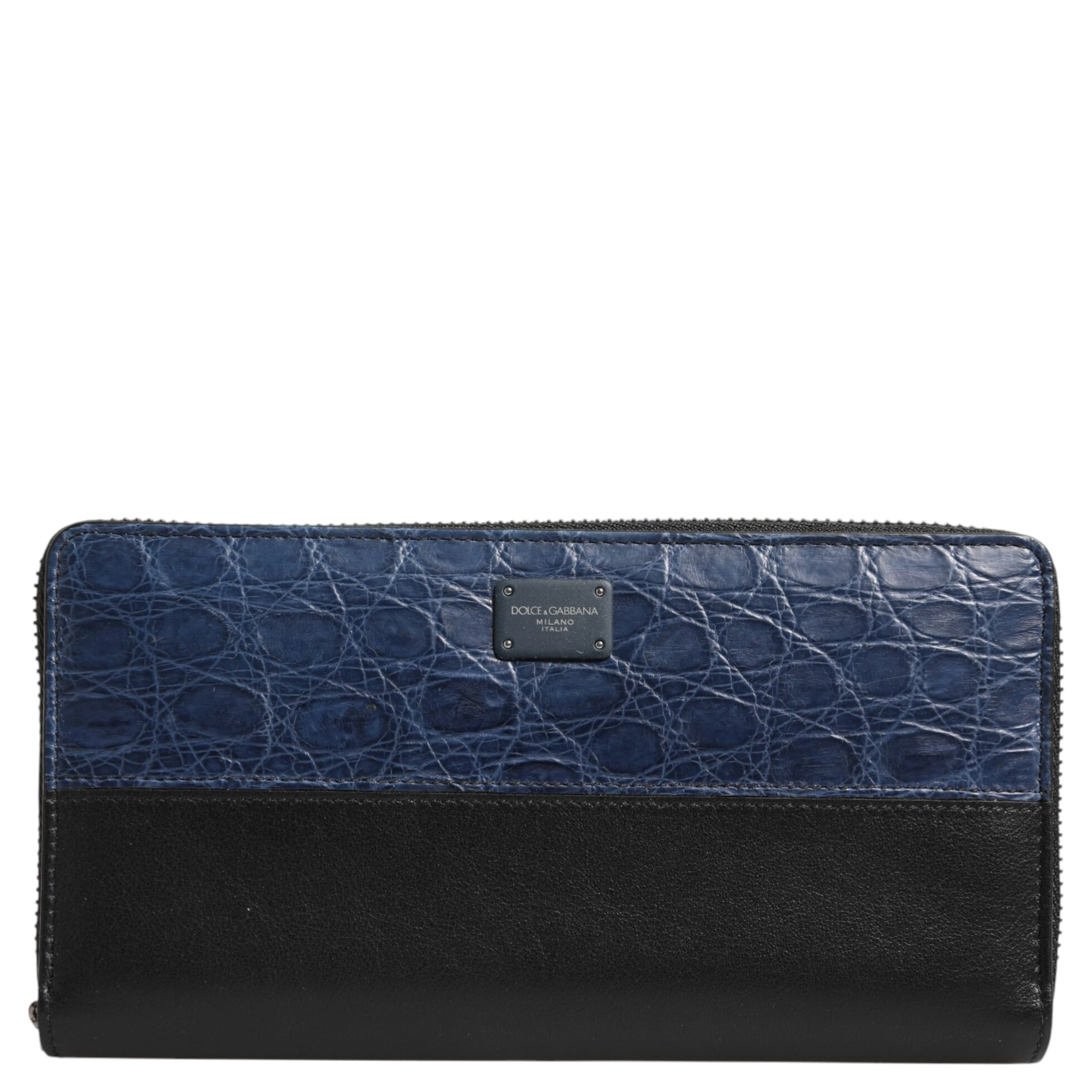 Black Blue Exotic Leather Men Continental Clutch Wallet