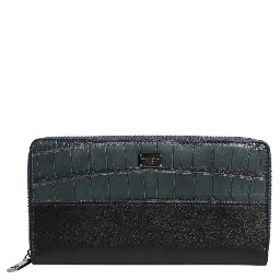 Black Blue Exotic Leather Men Continental Clutch Wallet