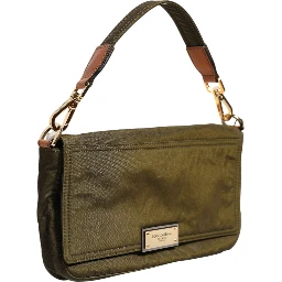 Dark Green Nylon Logo Plaque Shoulder Strap Borse Bag