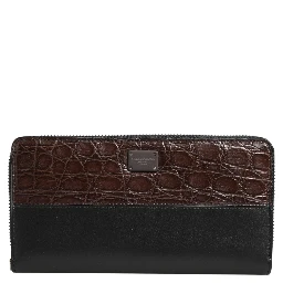 Black Brown Exotic Leather Men Continental Clutch Wallet