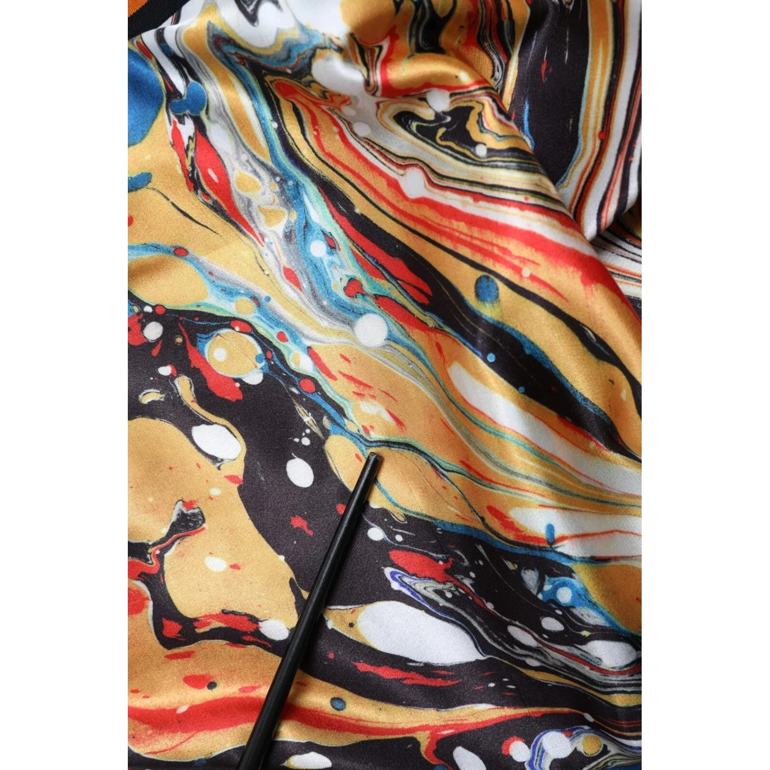 Multicolor Marble Print Satin Trouser Pants