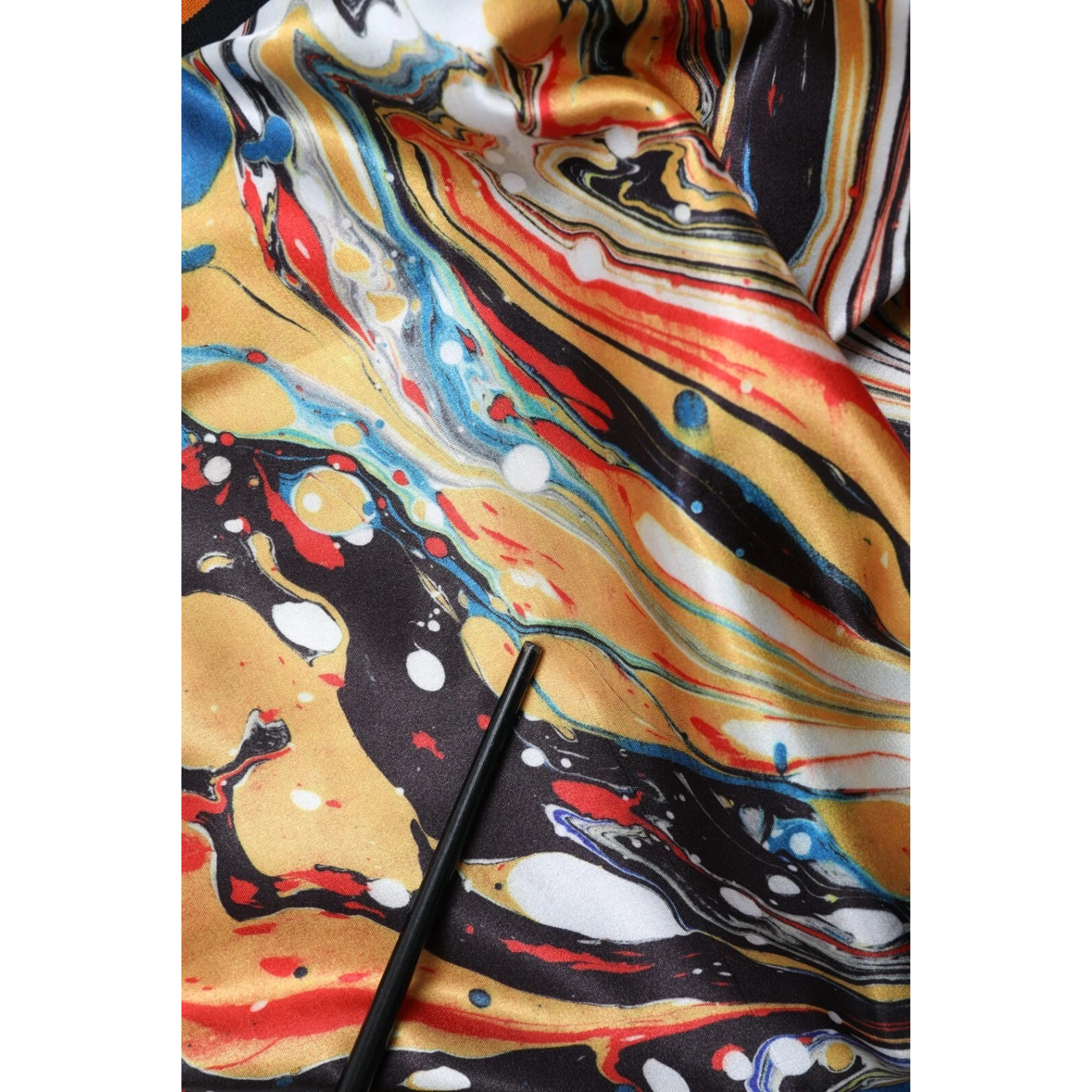 Multicolor Marble Print Satin Trouser Pants