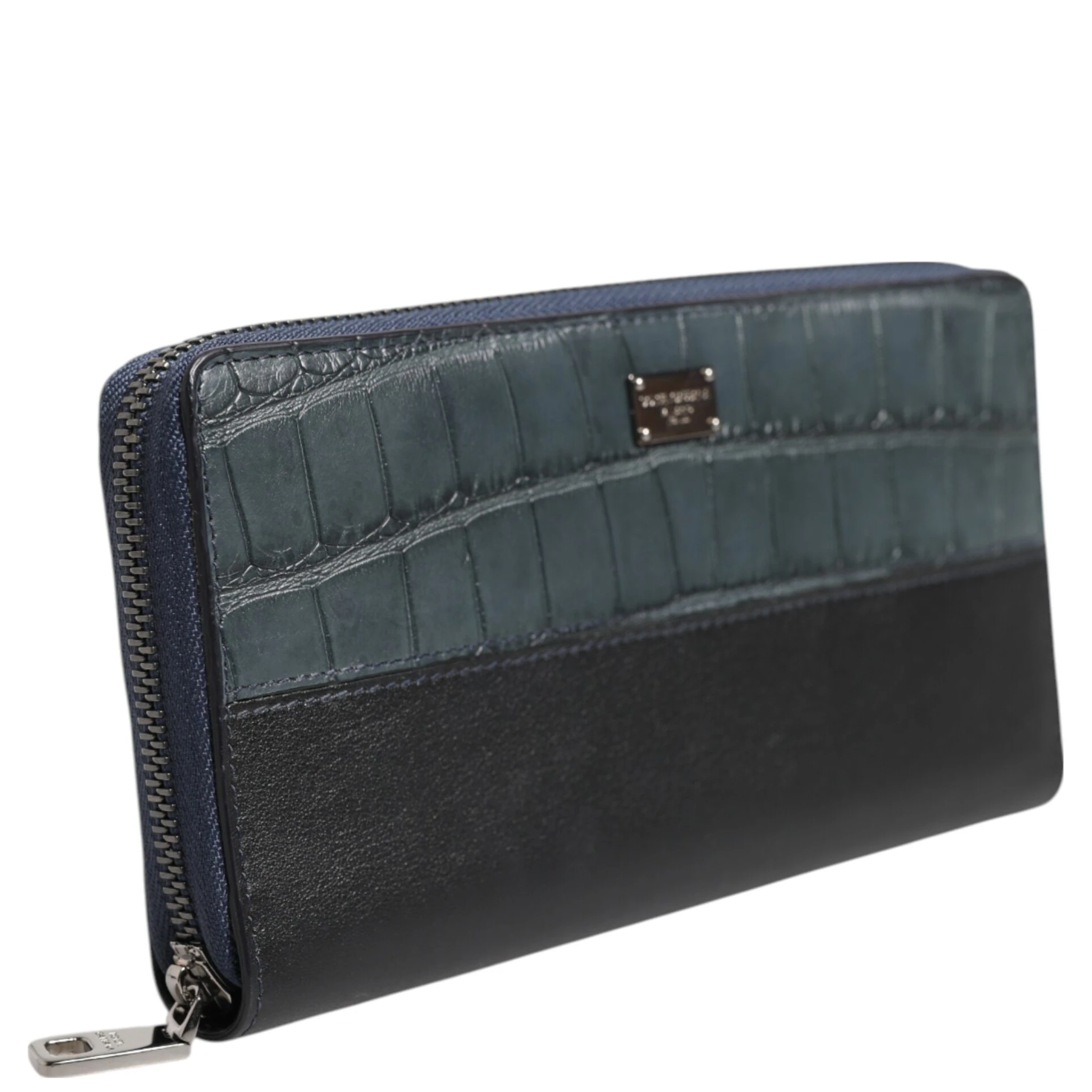 Black Blue Exotic Leather Men Continental Clutch Wallet