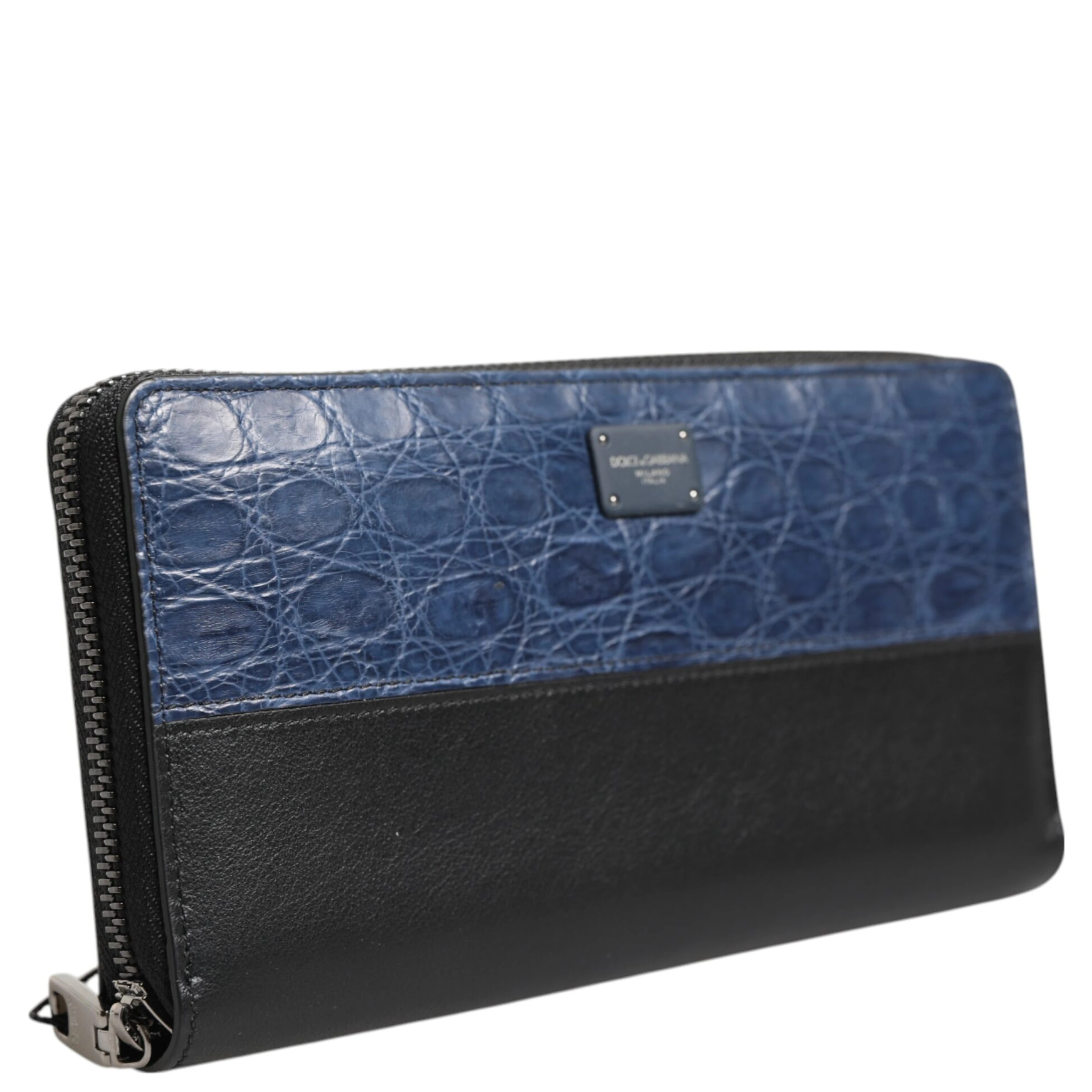 Black Blue Exotic Leather Men Continental Clutch Wallet