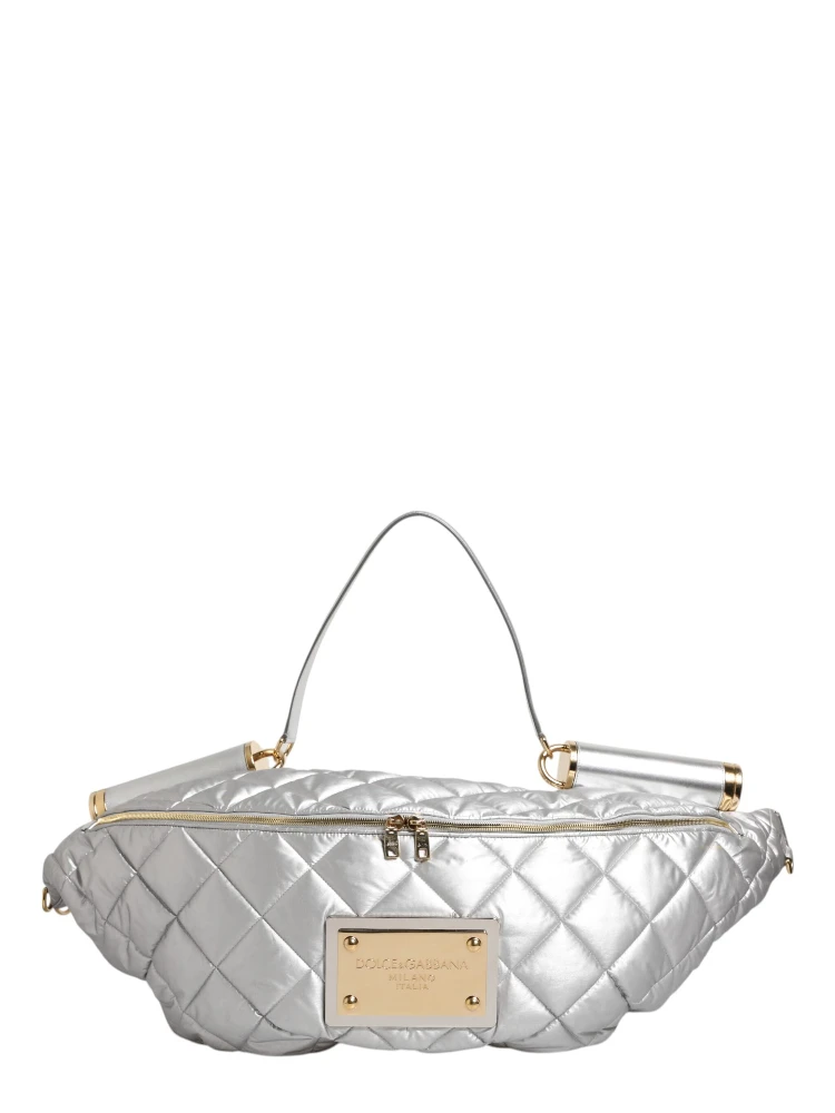 Silver Quilted Filled Crossbody Shoulder Bag SICILY Bag