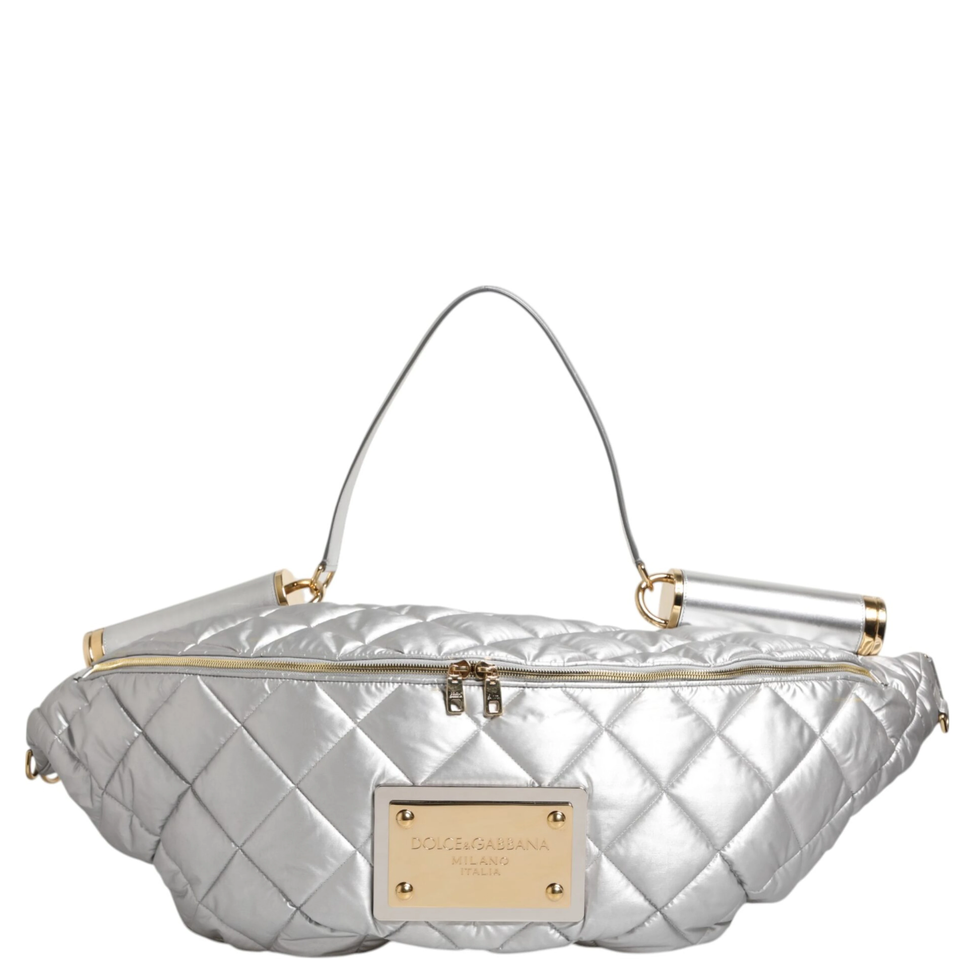 Silver Quilted Filled Crossbody Shoulder Bag SICILY Bag