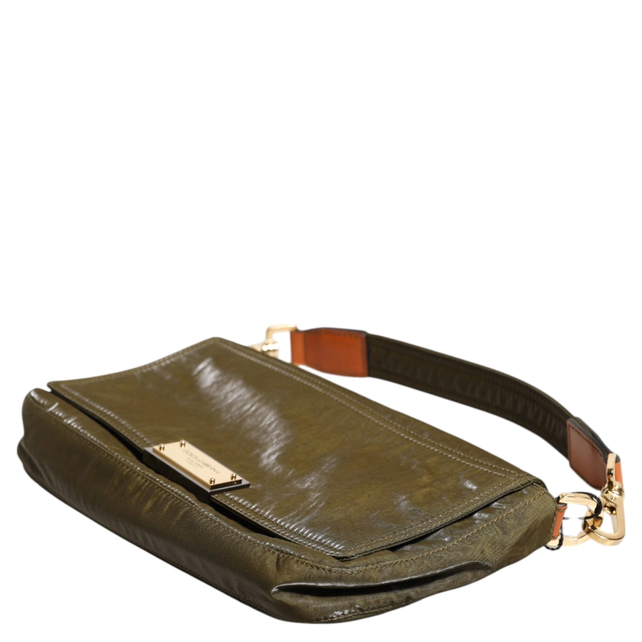 Dark Green Nylon Logo Plaque Shoulder Strap Borse Bag