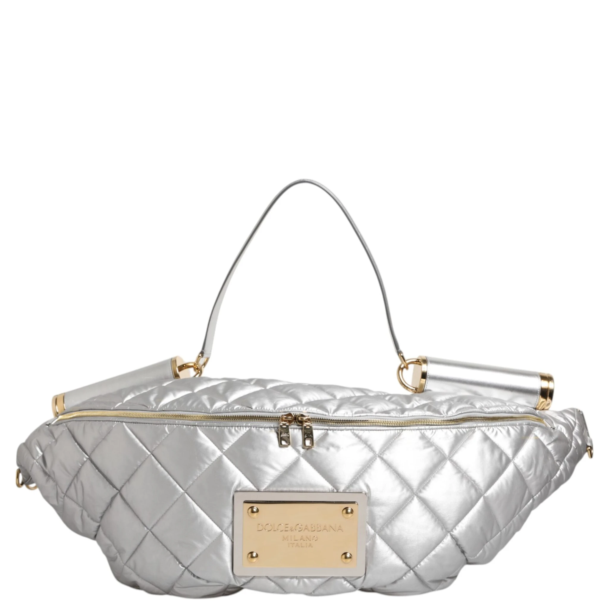 Silver Quilted Filled Crossbody Shoulder Bag SICILY Bag