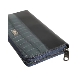 Black Blue Exotic Leather Men Continental Clutch Wallet