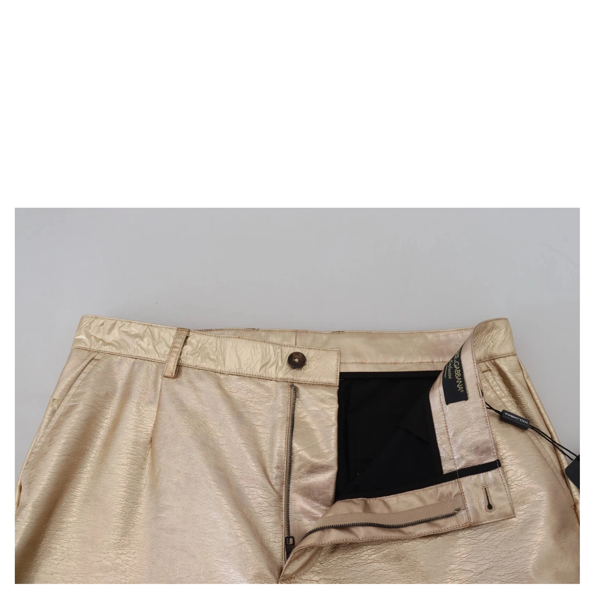 Metallic Gold Polyester StraightTrouser Pants