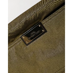 Dark Green Nylon Logo Plaque Shoulder Strap Borse Bag