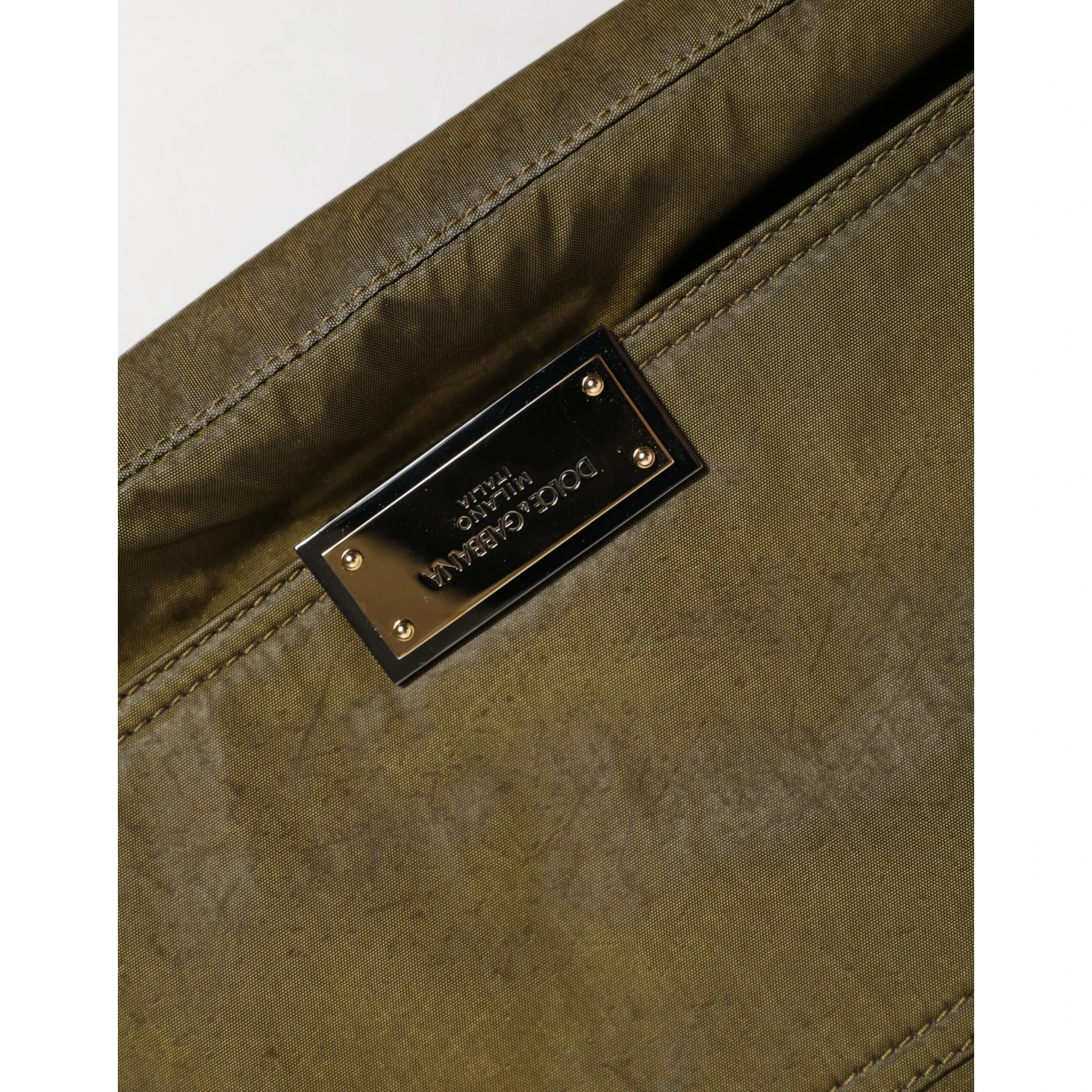 Dark Green Nylon Logo Plaque Shoulder Strap Borse Bag