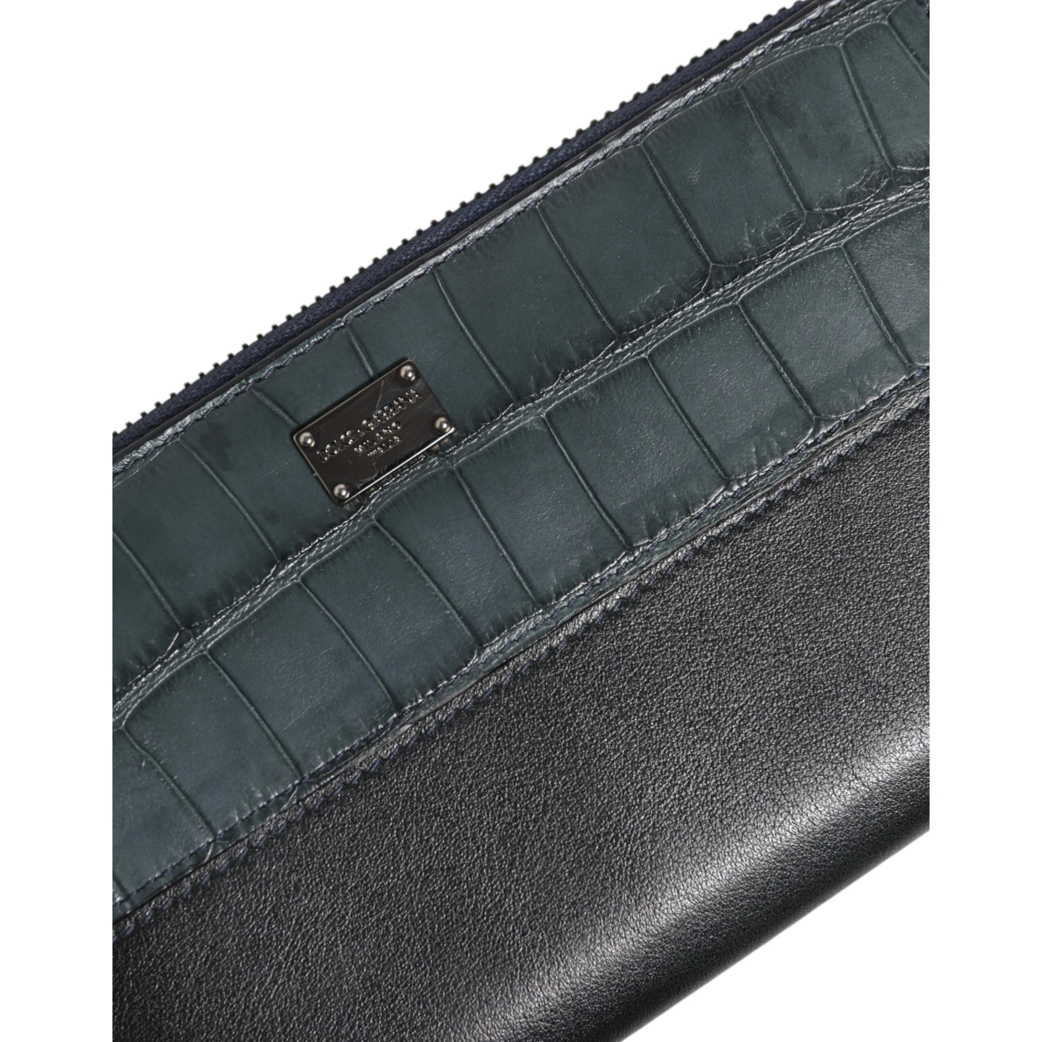 Black Blue Exotic Leather Men Continental Clutch Wallet