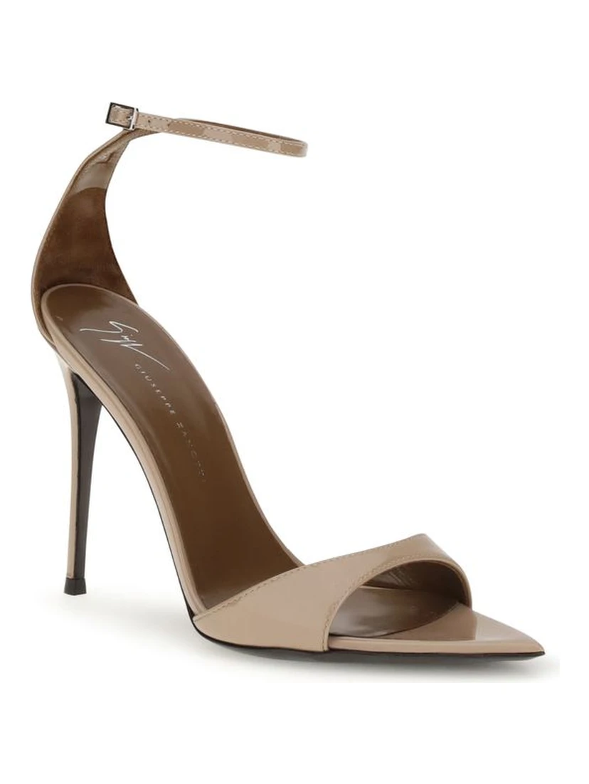 Beige Leather Stiletto Heel Sandals
