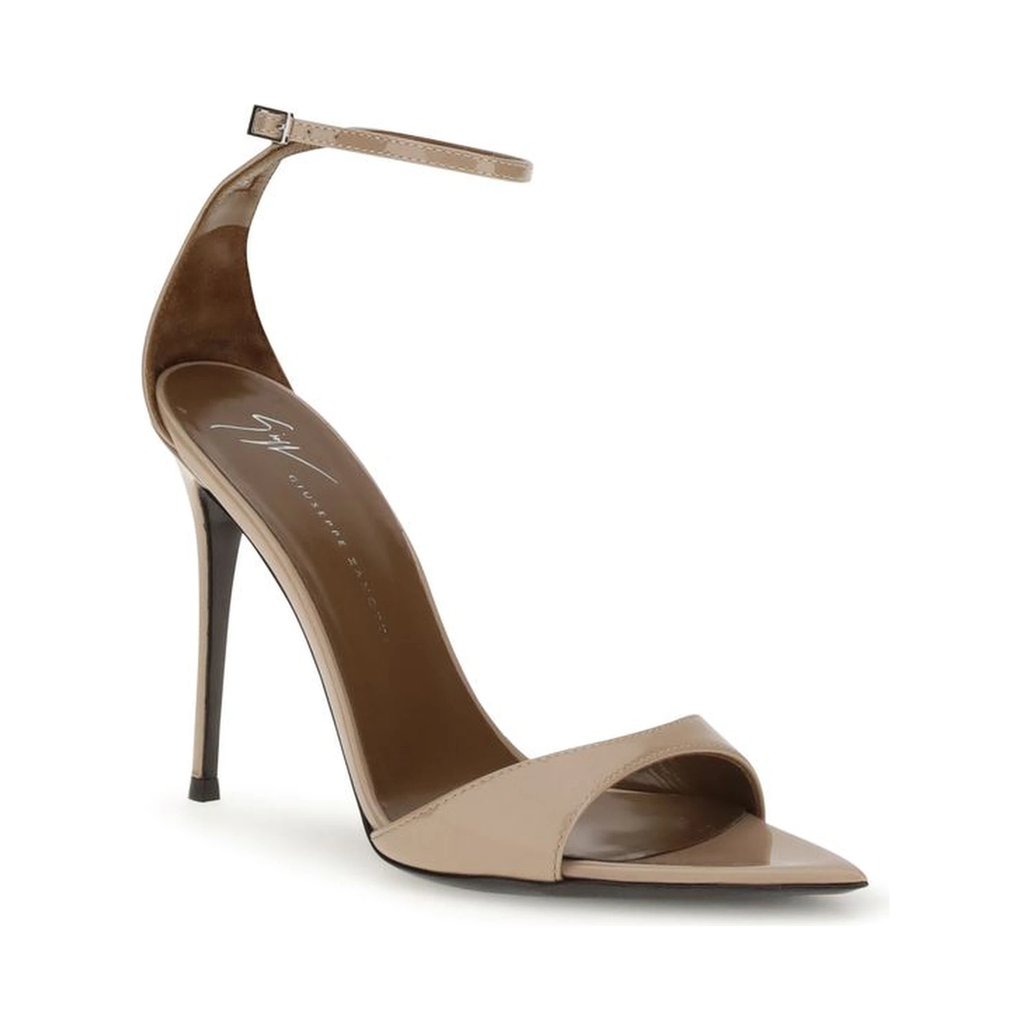 Beige Leather Stiletto Heel Sandals