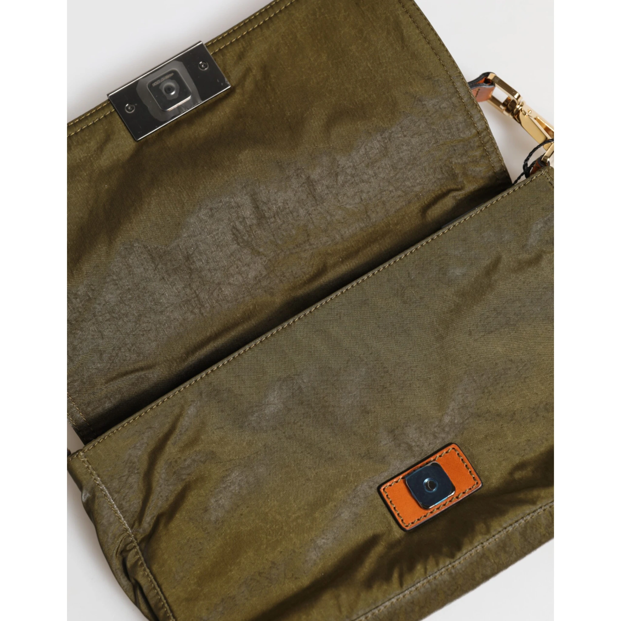 Dark Green Nylon Logo Plaque Shoulder Strap Borse Bag