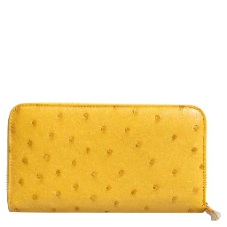 Yellow Leather Logo Plaque Zip Around Continental Wallet