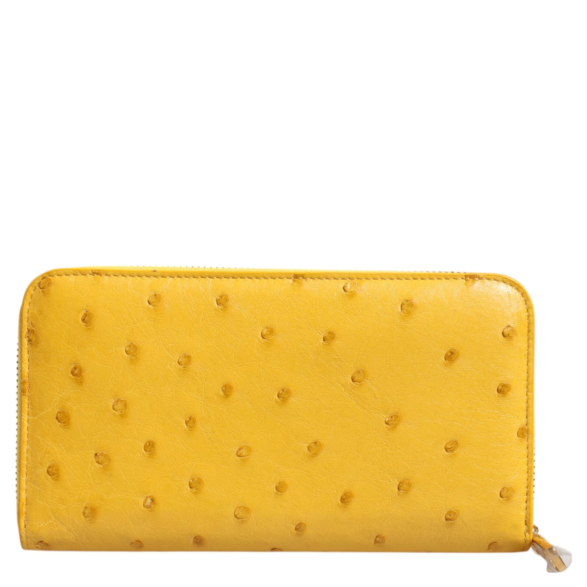 Yellow Leather Logo Plaque Zip Around Continental Wallet