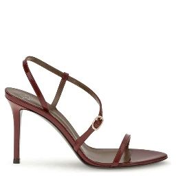 Red Leather Stiletto Heel Sandals