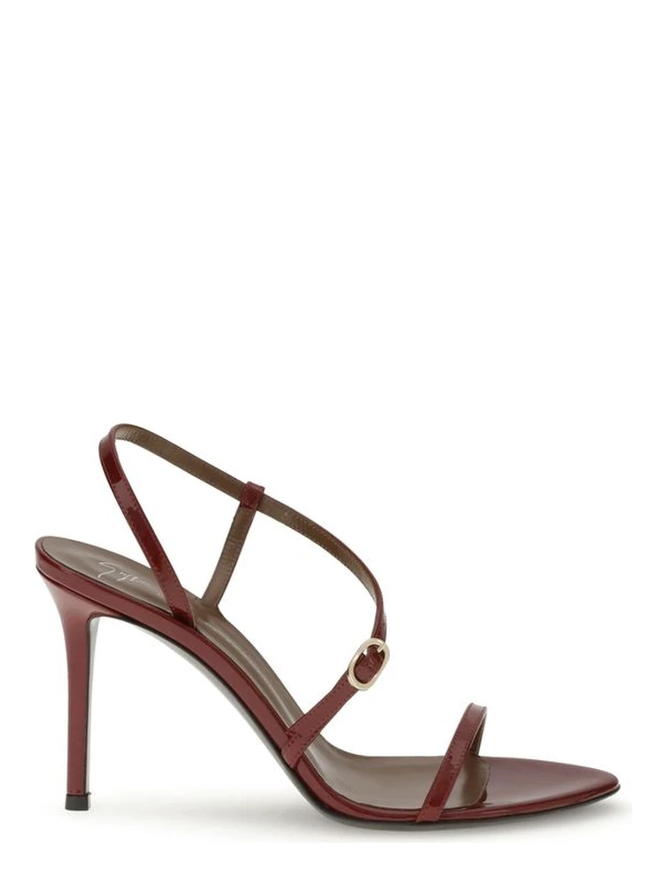 Red Leather Stiletto Heel Sandals