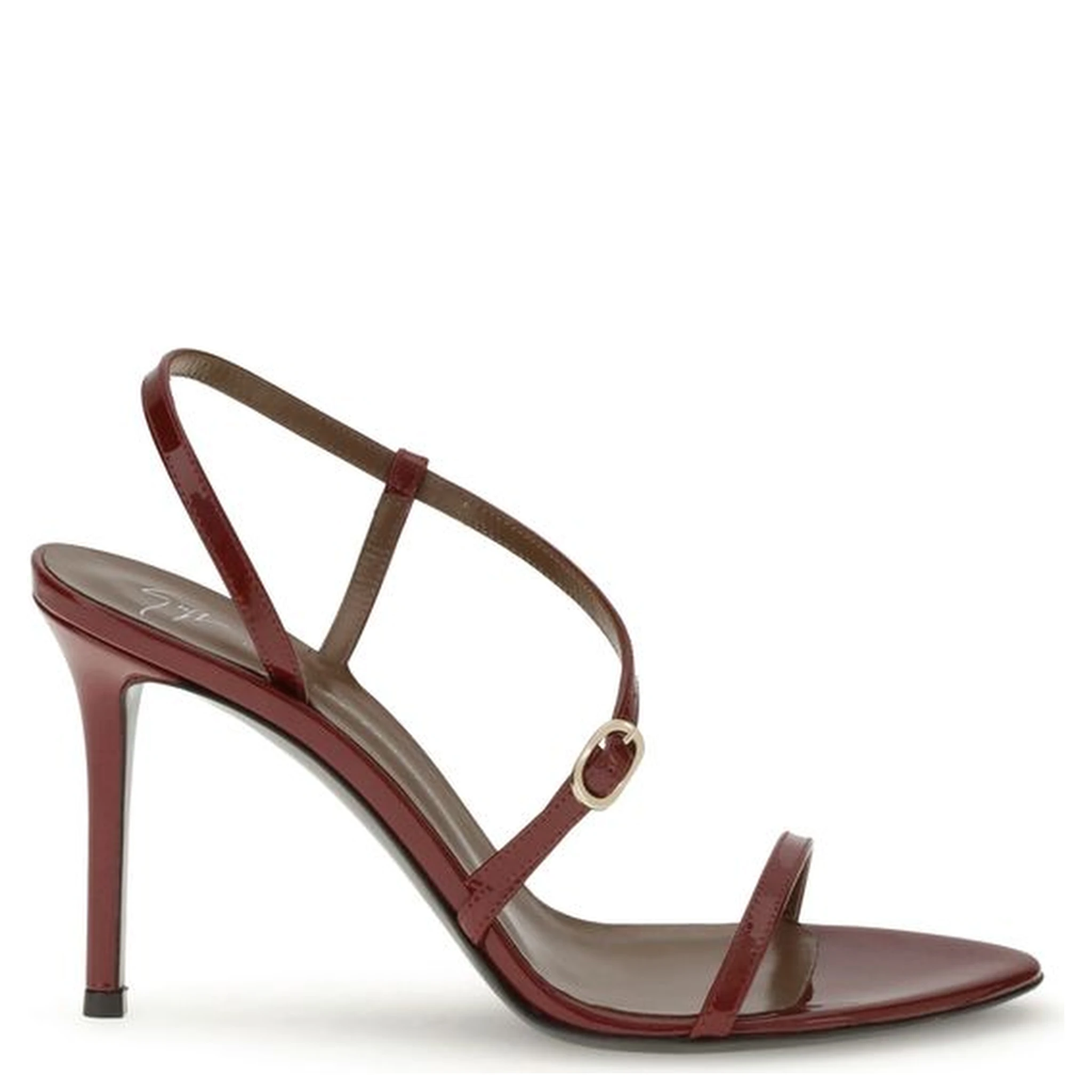 Red Leather Stiletto Heel Sandals