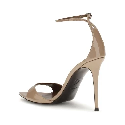 Beige Leather Stiletto Heel Sandals