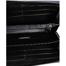 Black Blue Exotic Leather Men Continental Clutch Wallet
