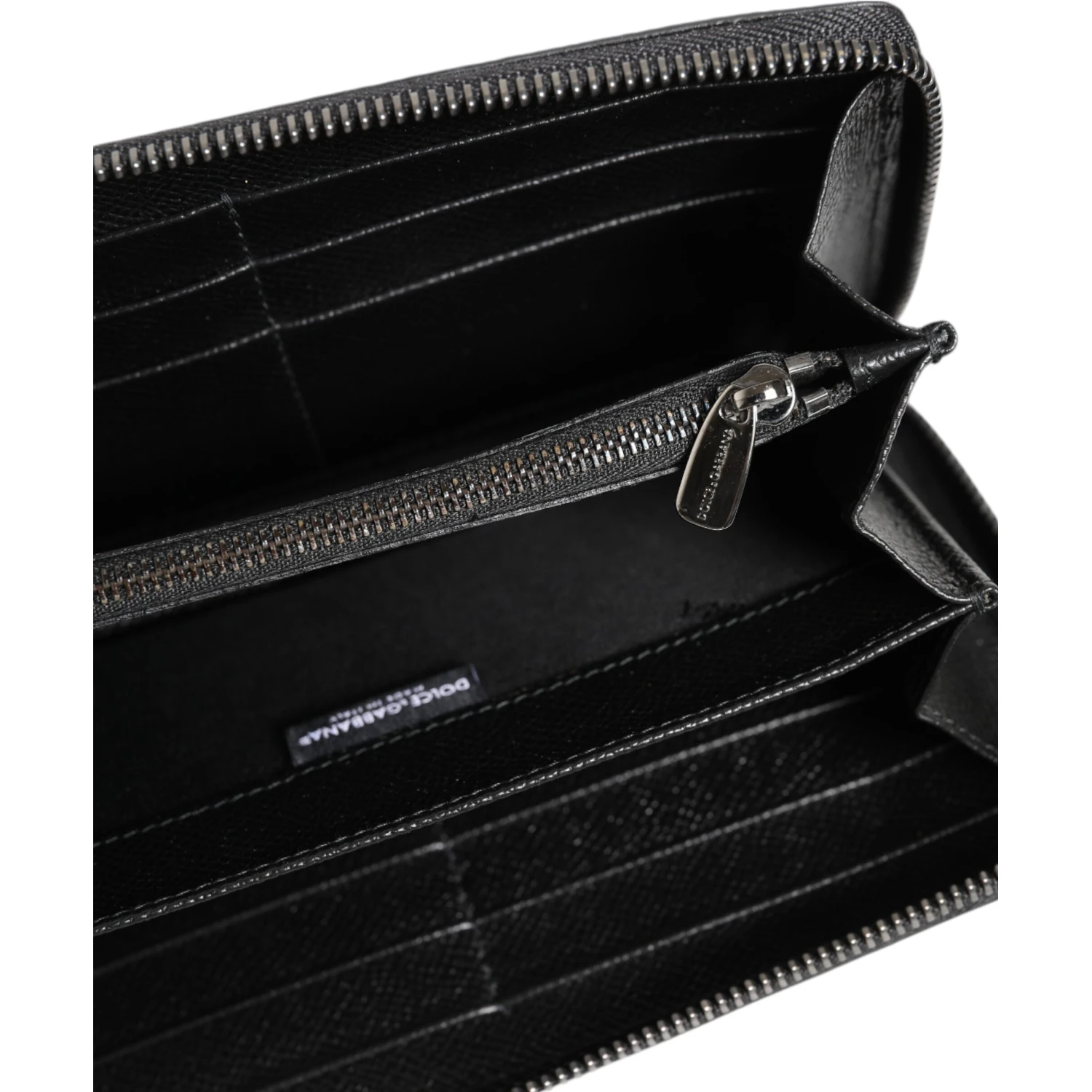Black Gray Leopard Leather Zip Around Continental Wallet