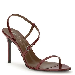 Red Leather Stiletto Heel Sandals