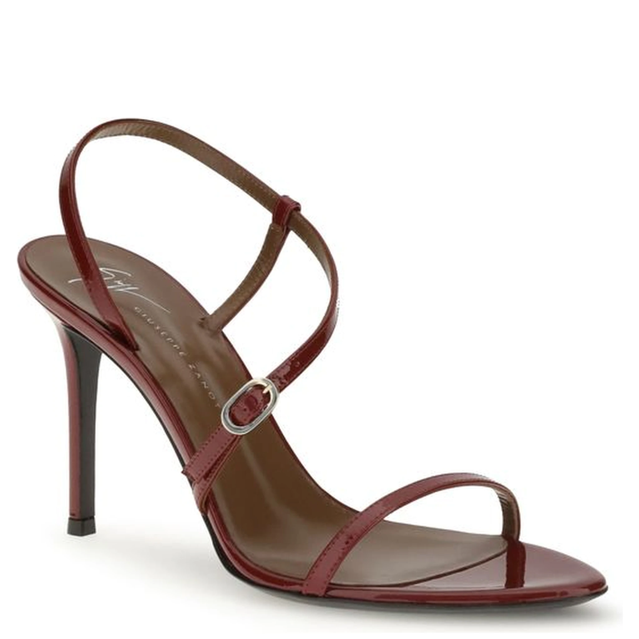 Red Leather Stiletto Heel Sandals