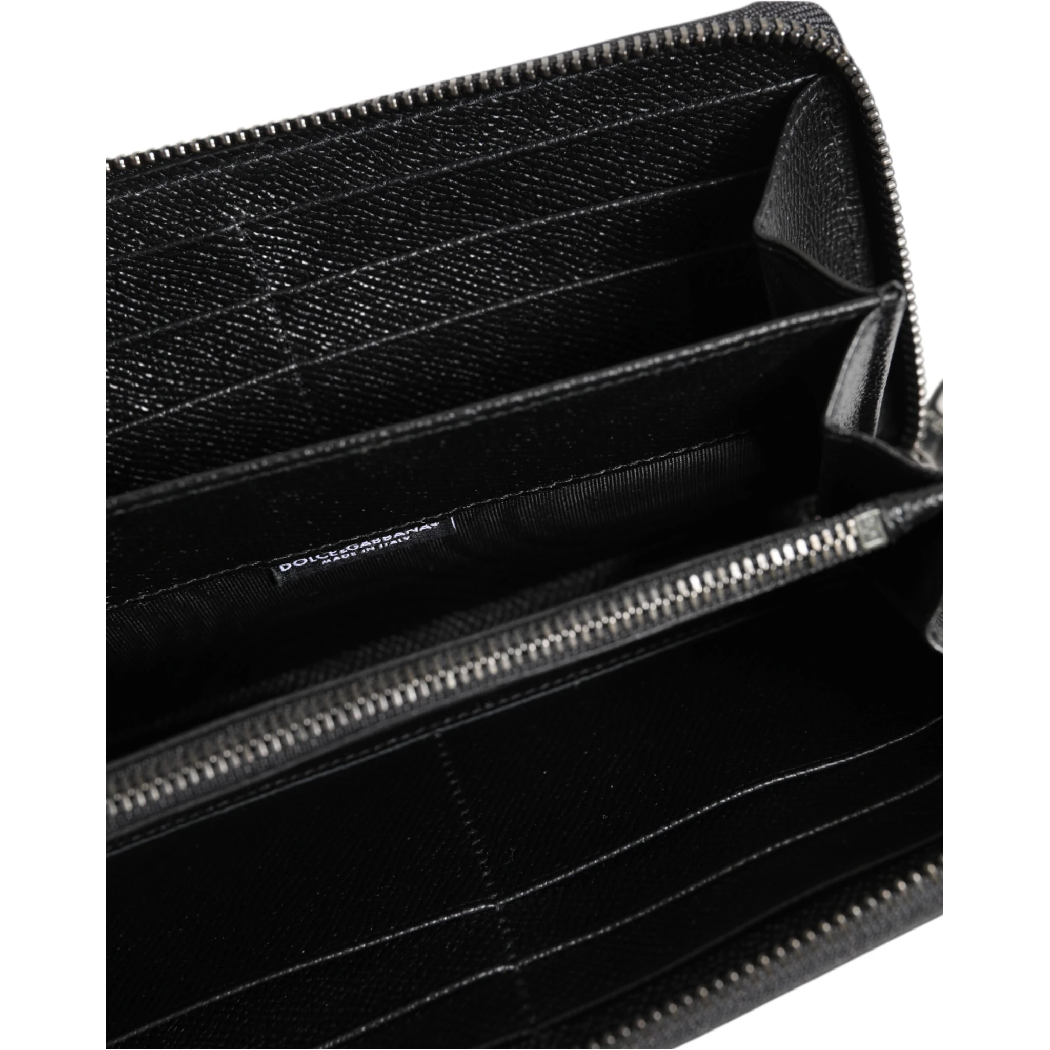 Black Leather #DGFAMILY Zipper Continental Mens Wallet