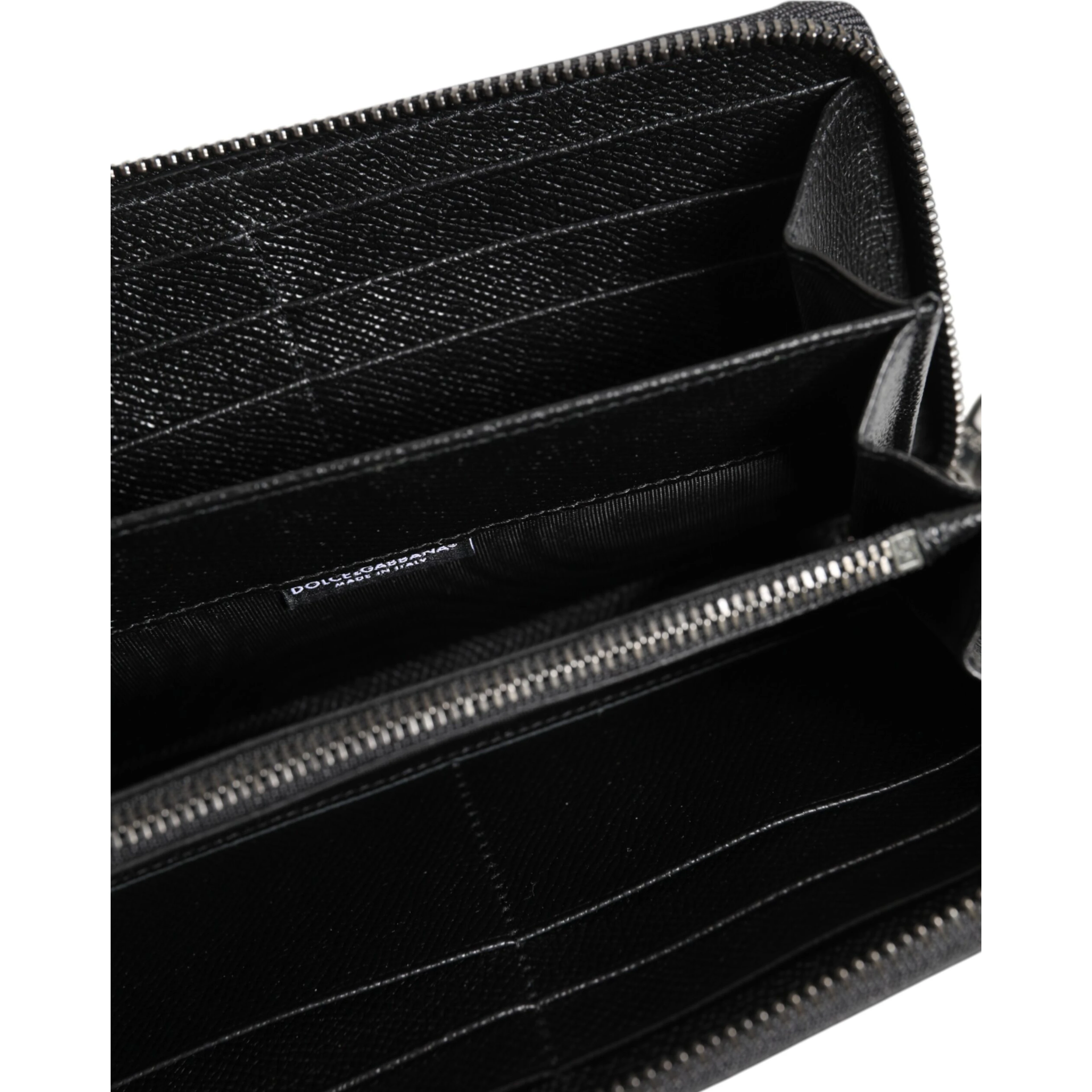 Black Leather #DGFAMILY Zipper Continental Mens Wallet