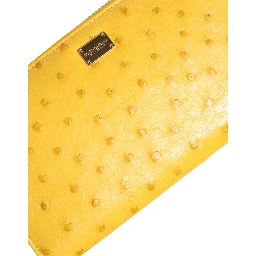 Yellow Leather Logo Plaque Zip Around Continental Wallet